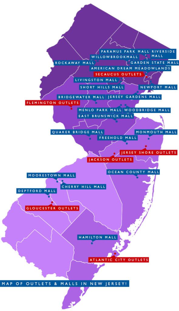 Map of Outlets & Malls in New Jersey
