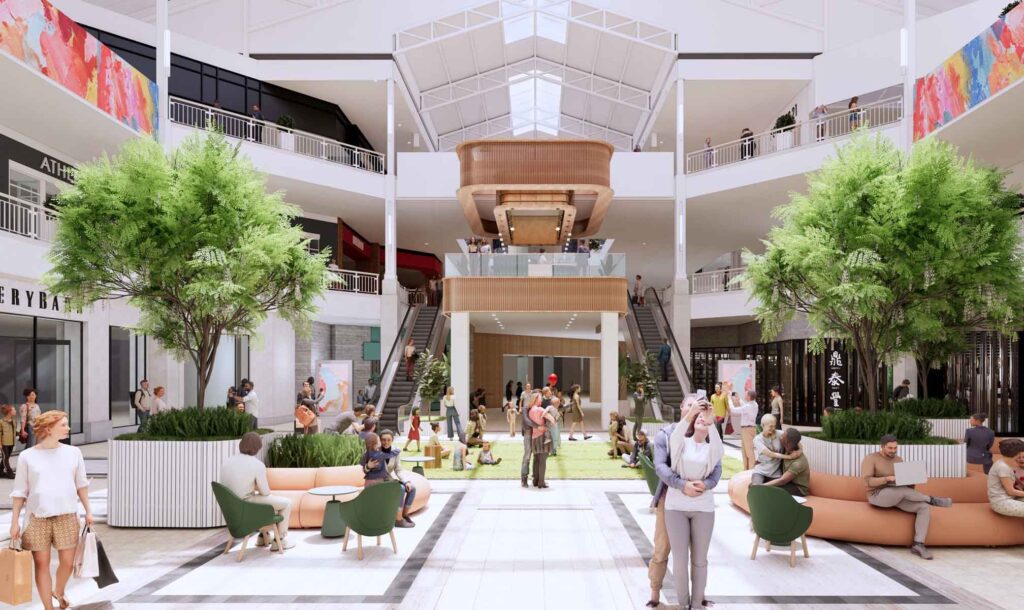 Bridgewater Commons Mall interior rendering. COURTESEY OF PACIFIC RETAIL CAPITAL PARTNERS